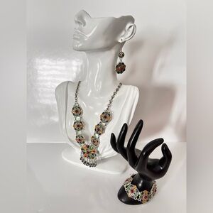 Kabyle Berber stainless steel jewelry set necklace, bracelet and earrings